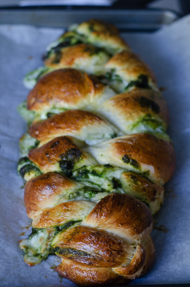 Pesto and Mozzarella Stuffed Challah