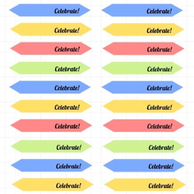 Printable cupcake topper flags that say "Celebrate!"